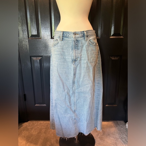 Agolde Classic Blue Maxi Denim Skirt - Picture 1 of 6